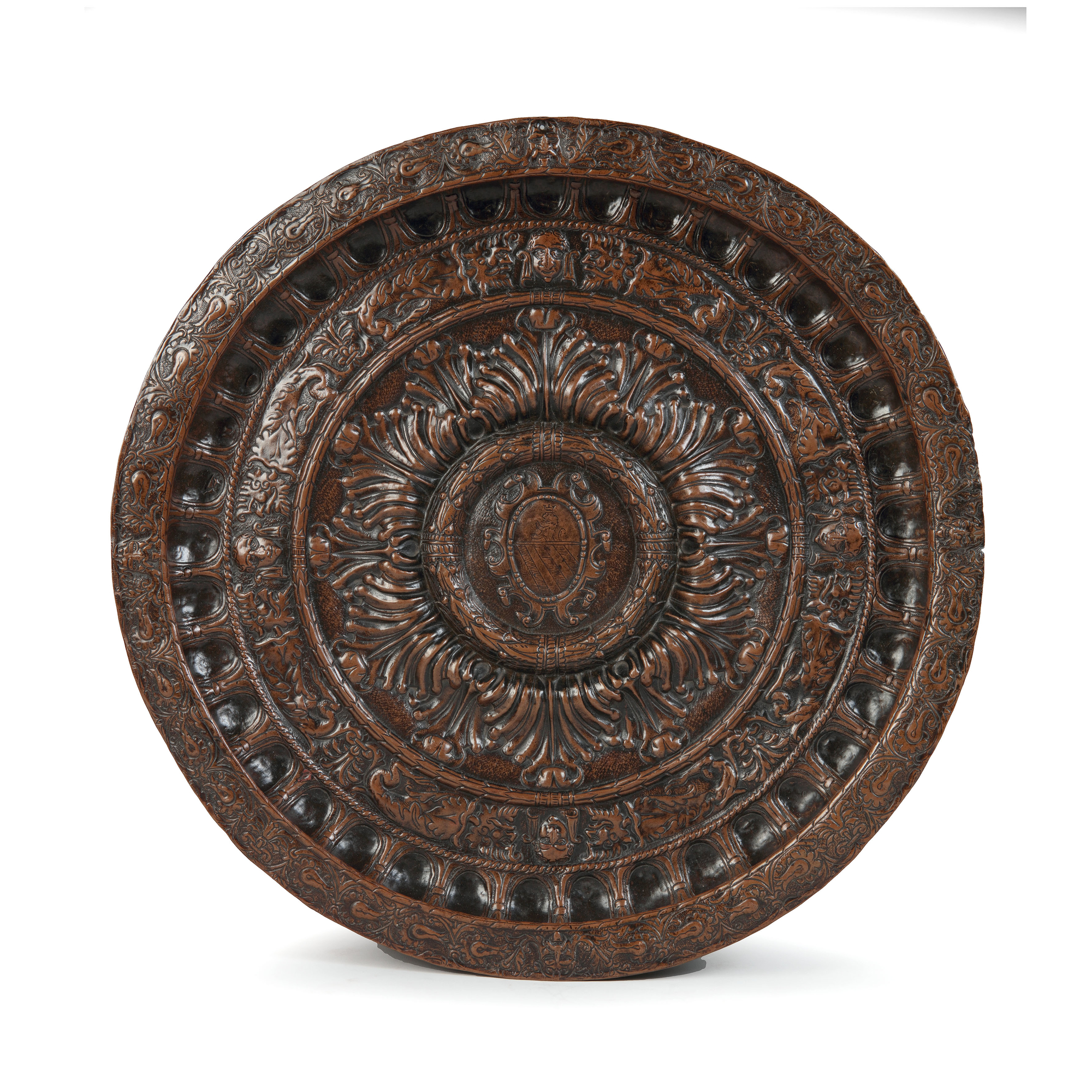 A large copper embossed plate B&B